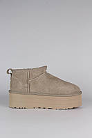 Уггі UGG Ultra Mini Platform Light Grey (5 см, 36-40), Замша