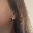 Сережки з розсипом цирконію у формі сердечка "Патриція" - 925 проби, фото 4