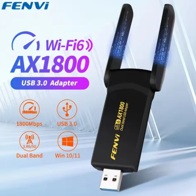 FENVI 1800 Мбіт/с WiFi 6 USB адаптер дводіапазонний 2.4 Г/5 ГГц бездротовий WiFi приймач USB 3.0 Dongle, фото 1