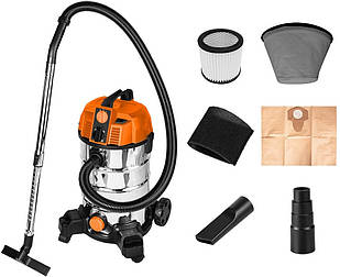 Пилосос професійний Neo Tools 1600Вт 18 кПа контейнер 35л HEPA колеса 7.5кг