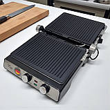 Електрична гриль 3500 Вт зі знімними антипригарними пластинами з ребристою поверхнею для смаження жарки шаурми електрогриль, фото 4