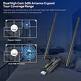 EDUP Tri-Band 3000 Mbps WiFi 6E USB-адаптер 2×5 dBi, фото 3