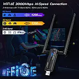 EDUP EP-AX1672 WiFi 6E 3000 Мбіт/с USB 3.0 мережевий адаптер, фото 7