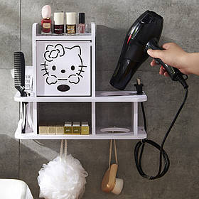 Навісна полиця у ванну з відділенням для фена 30х35х12