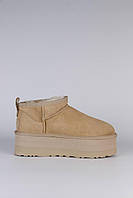 Уггі UGG Ultra Mini Beige Platform (5 см, 36-41), Замша