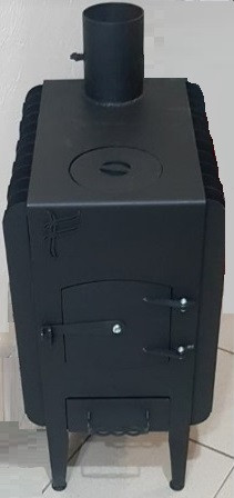 Буржуйка з камерою подвійного згоряння на 1 конфорку та радіатором для обігріву 120 м³, фото 1