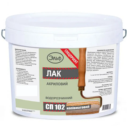Лак акриловий інтер'єрний напівматовий Elf СП-102 1л, фото 1