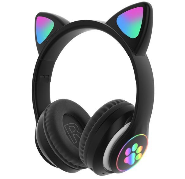 Навушники з котячими вушками STN-28 з LED-підсвіткою Чорний, фото 1