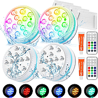 Занурювальний світлодіодний світильник, 4 шт. світлодіодні підводні ліхтарі для басейну IP68 Водонепроникний 16 кольорів RGB,