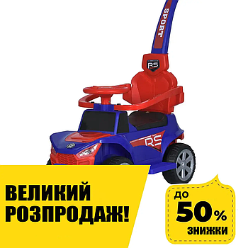 Каталка-толокар з батьківською ручкою Джип Bambi (музика, світло) M 5764EL-4-3 Синьо-червоний