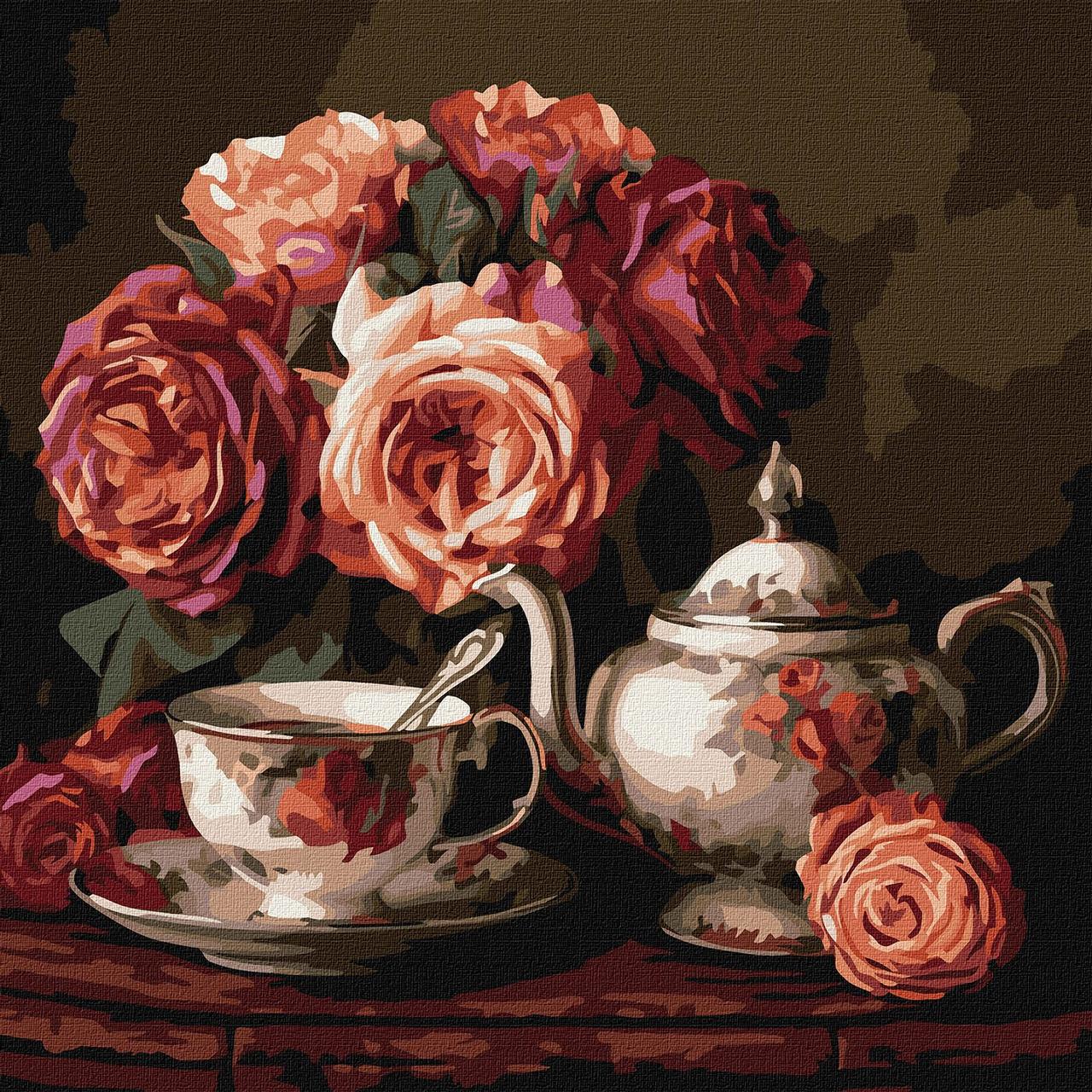 Картина за номерами Квіти. Букет троянд 40*40 см Ідейка KHO 3331, фото 1