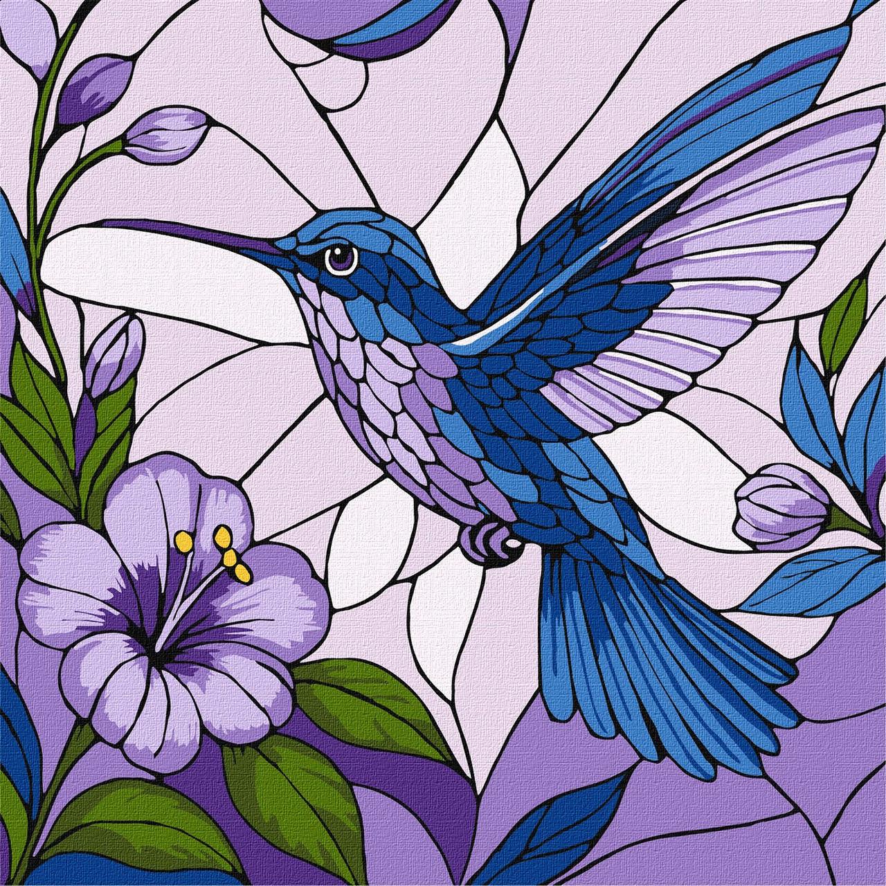 Картина за номерами Вітраж. Колібрі 30*30 см Ідейка KHO 6790, фото 1