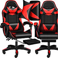 Крісло геймерське PLAYER з підставкою для ніг і масажем Red/Black (100001)