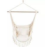 Підвісне крісло гамак бразильський стілець Interlook ZY-V004 + 2 подушки (Beige), фото 2