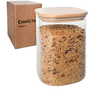 Банка для сип. продуктів скло 1,2л квадрат №7029-10/S&T/(12)