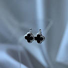 Сережки-конюшинки зі срібла з авантюрином та інкрустацією цирконієм "Роксолана" - англійська застібка, 12 мм, фото 2