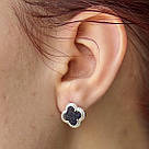 Сережки-конюшинки зі срібла з авантюрином та інкрустацією цирконієм "Роксолана" - англійська застібка, 12 мм, фото 4