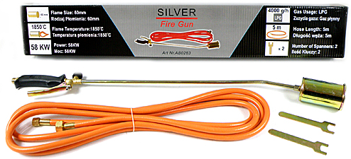 Ручний пальник довжиною 85 см, SILVER AB0283 (картон), комплект для покрівельних робіт, фото 1