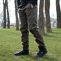 Чоловічі тактичні штани soft shell хакі демісезонні спортивні штани для військових та туристів теплі