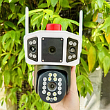 Ip WiFi камера вулична поворотна 6Mp YC101 2 незалежні обʼєктиви з віддаленим доступом датчик руху нічне бачення, фото 2