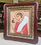Ікона Роман Солодкоспівець в темному фігурному дерев'яному кіоті під склом, розмір кіота 26*23, сюжет 15*18., фото 2