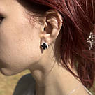 Сережки-конюшинки зі срібла з авантюрином та інкрустацією цирконієм "Роксолана" - англійська застібка, 12 мм, фото 3