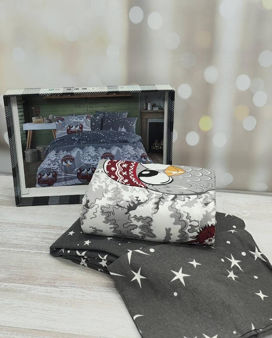 Фланелева байкова постільна білизна Warmatex євро розмір Оwl, фото 1