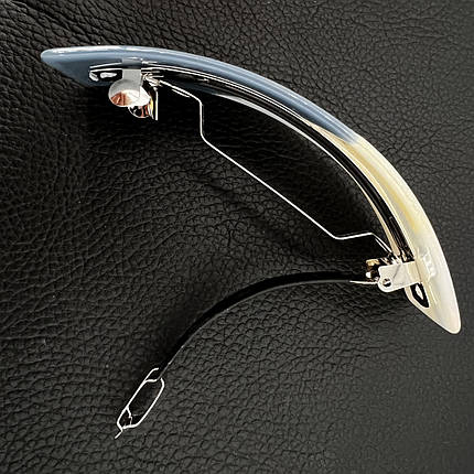 Заколка автомат для волос глянцевая лилового цвета с стразами и перламутром ширина 3 см длина 10 см, фото 2