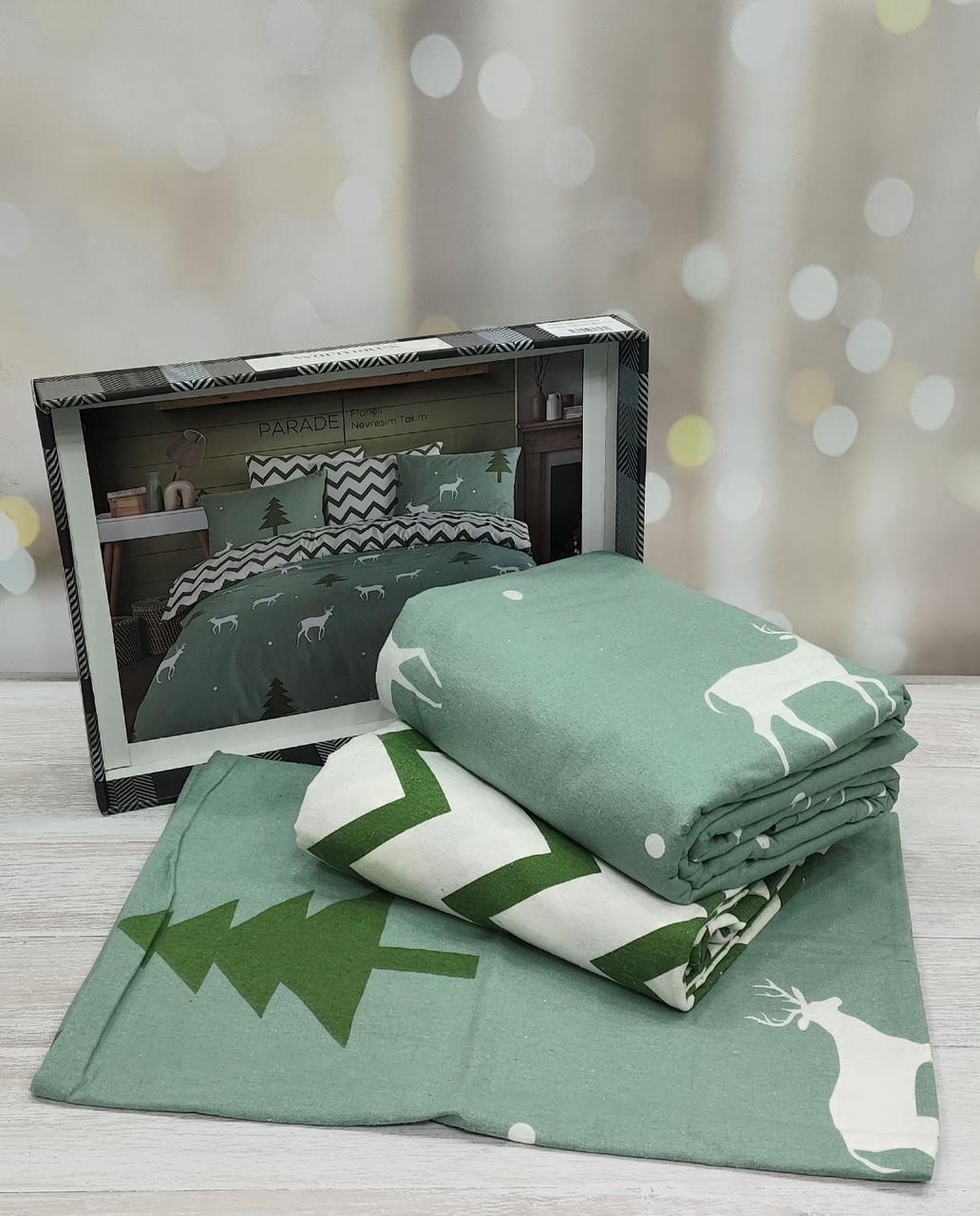 Фланелева байкова постільна білизна Warmatex євро розмір Reindeer, фото 1