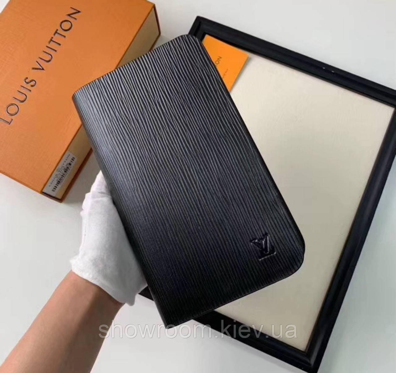 Чоловічий бреновий клатч барсетка LV (2012) black, фото 1