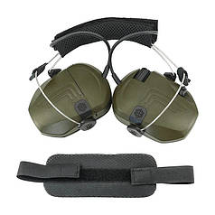 Навушники Активні Walker's Razor Slim Олива + заднє оголов'я кріплення під шолом