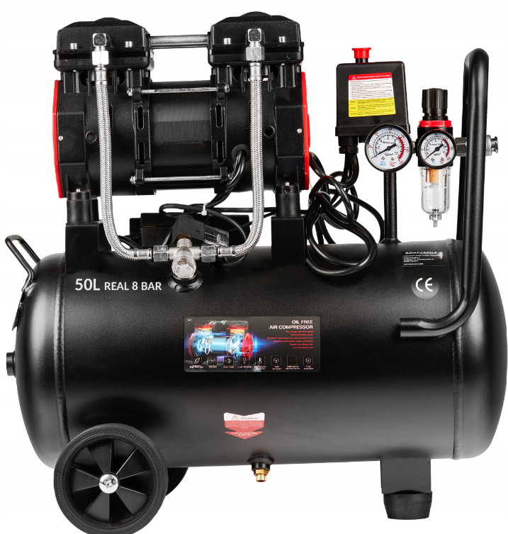Повітряний компресор безмасляний Kraft&Dele KD1386 — 50 літрів, 1500 Вт, 8 бар, портативний, фото 1