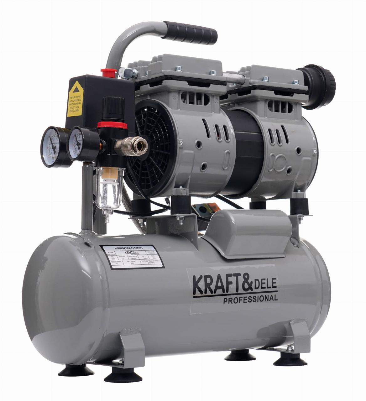 Повітряний компресор безмасляний Kraft&Dele KD1384 — 9 літрів, 550 Вт, 8 бар, портативний