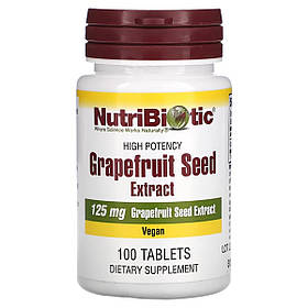 Екстракт насіння грейпфрута, 125 мг, Grapefruit Seed Extract, NutriBiotic, 100 таблеток