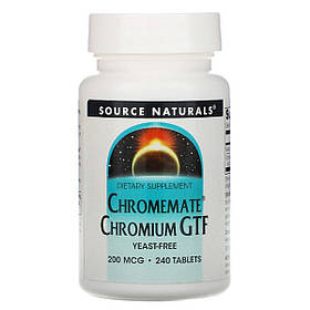 Хром GTF 200мкг, ChromeMate, Source Naturals, 240 таблеток
