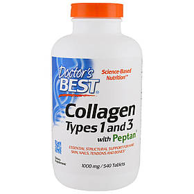 Колаген Типів 1&3 1000мг, Peptan, Doctor's Best, 540 таблеток
