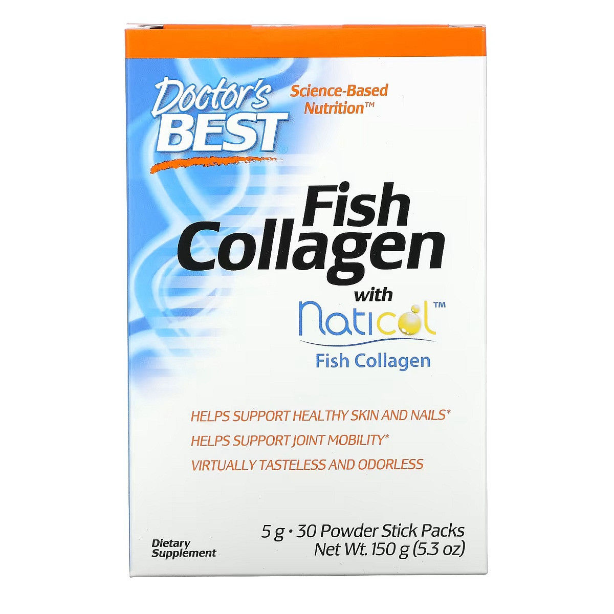 Риб'ячий Колаген з натиколом, 5 г, Fish Collagen, Doctor's Best, 30 стиків, фото 1