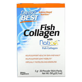 Риб'ячий Колаген з натиколом, 5 г, Fish Collagen, Doctor's Best, 30 стиків