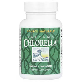 Хлорелла, 200 мг, Yaeyama Chlorella, Source Naturals, 300 таблеток