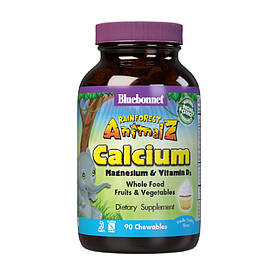 Кальцiй Магнiй & Вiтамiн D3 для Дітей, Смак Ванілі, Rainforest Animalz, Bluebonnet Nutrition, 90 жувальних цукерок