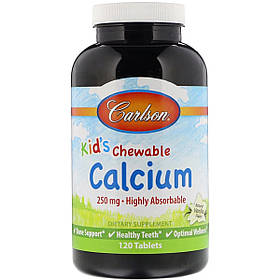 Жувальний Кальцій для Дітей, смак ванілі, Kid's Chewable Calcium, Carlson, 120 таблеток