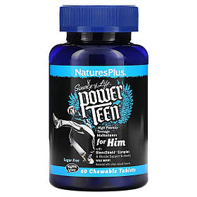 Мультивітаміни для Хлопців, Смак Лісових Ягід, Power Teen, Natures Plus, 60 жувальних таблеток