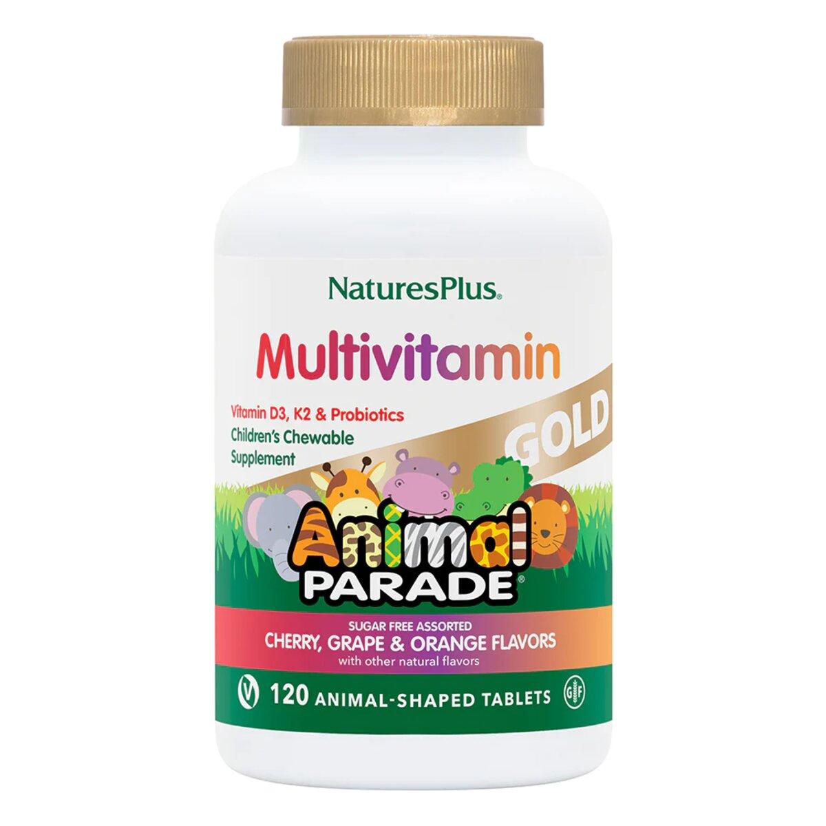 Мультивітаміни для Дітей, Смак Асорті, Animal Parade Gold, Natures Plus, 120 жувальних таблеток, фото 1