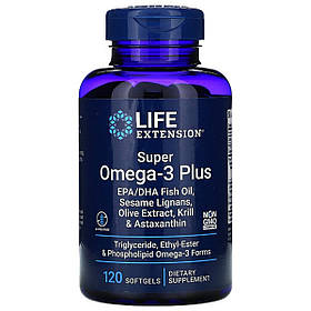 Супер Омега-3 плюс, Omega Foundations, Super Omega-3 Plus, Life Extension, 120 Желатинових Капсул