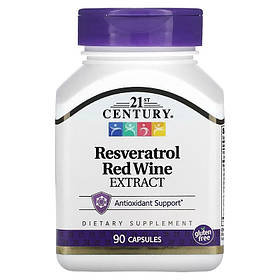 Ресвератрол із екстрактом червоного вина, 200 мг, Resveratrol Red Wine Extract, 21st Century, 90 капсул