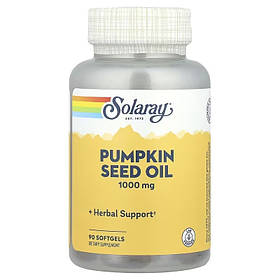 Олія насіння гарбуза, 1000 мг, Pumpkin Seed Oil, Solaray, 90 гелевих капсул