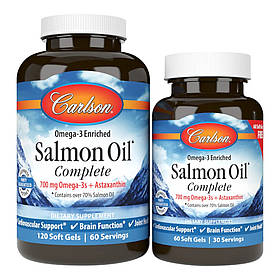 Лососевий Жир, Salmon Oil Complete, Carlson, 120+60 желатинових капсул
