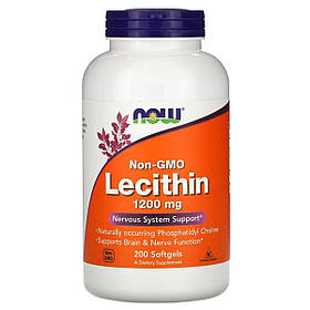 Лецитин 1200мг, Lecithin, Now Foods, 200 желатинових капсул