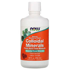 Колоїдні Мінерали, з натуральним смаком малини, Colloidal Minerals, Now Foods, 946 мл