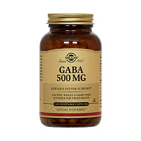 GABA (Гамма-Аміномасляна Кислота, 500 мг, GABA, Solgar, 100 вегетаріанських капсул